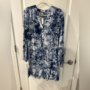 NWT Madewell Tie-Waist Mini Shirtdress in Floral Crepe